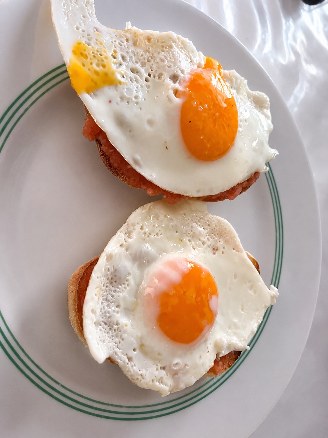 Pan integral con tomate y huevos a la plancha — desayuno salado del plan